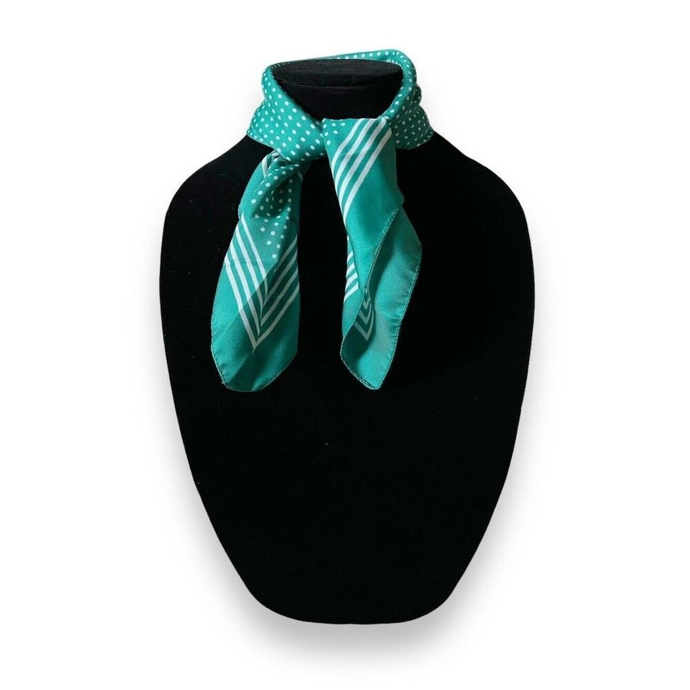 Vtg Green Scarf 20” X 20” Women Square Unisex Scarve